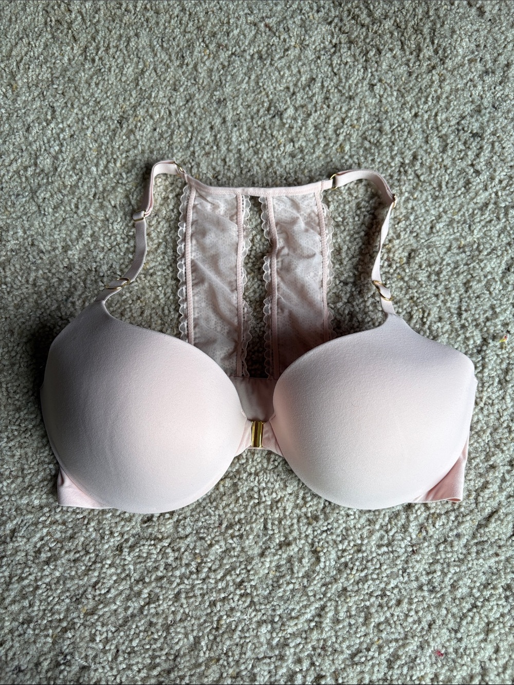 NWOT Victoria's Secret Pale Pink Lace Racerback Push-Up Bra